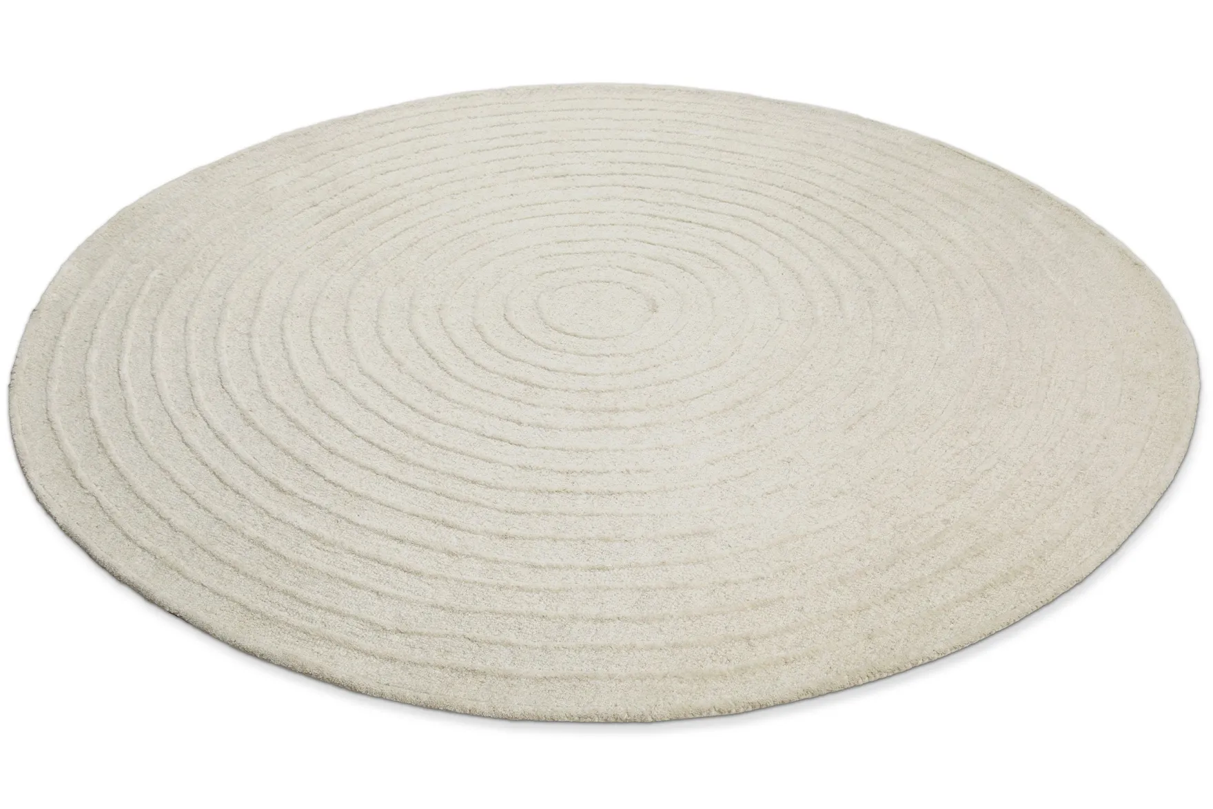 Kurzflor Teppich Rund Creme Weiß aus Schurwolle "Hamptons NINETEEN" WECONhome