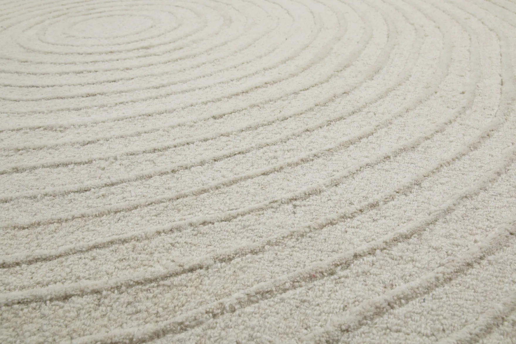 Kurzflor Teppich Rund Creme Weiß aus Schurwolle "Hamptons NINETEEN" WECONhome