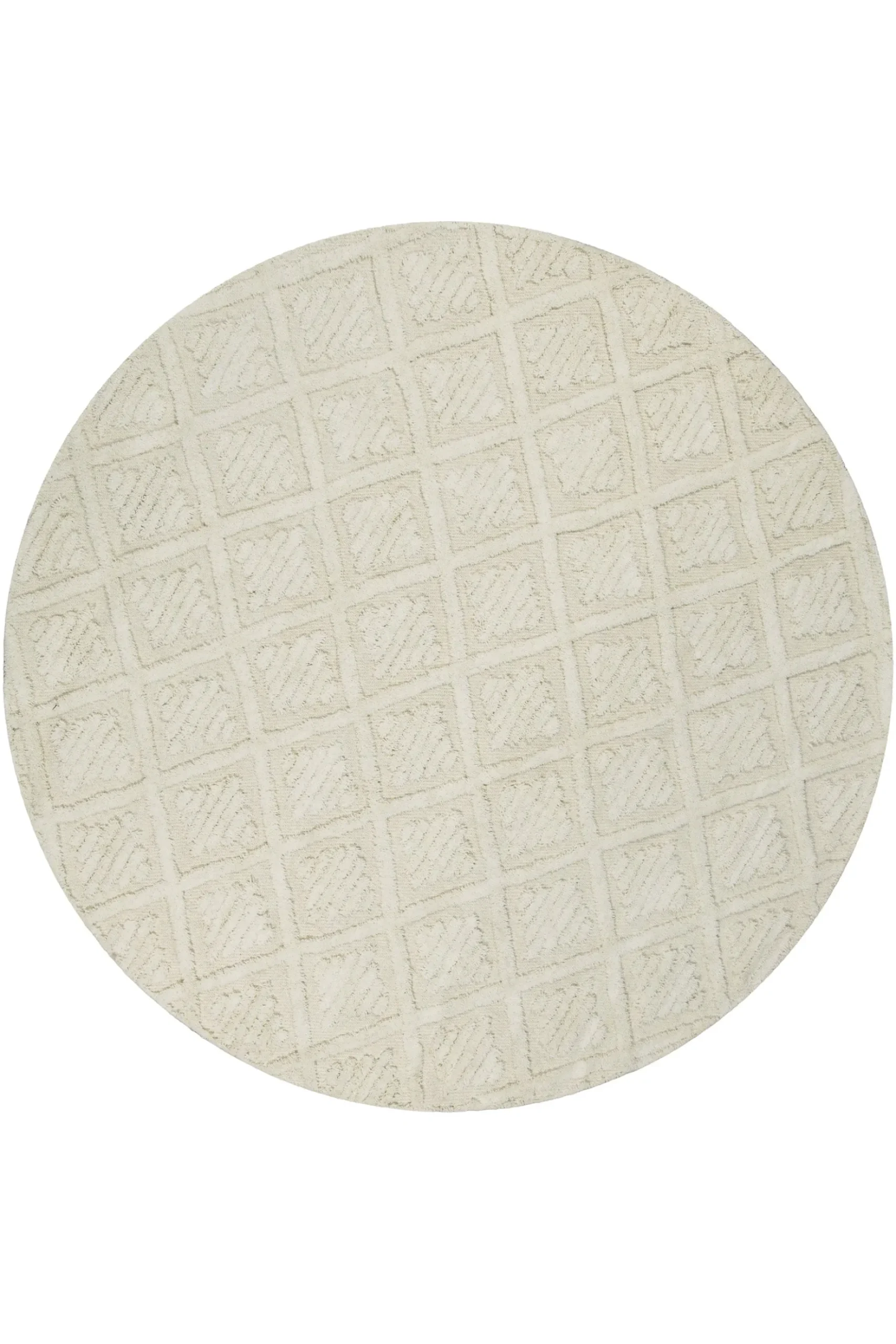 Kurzflor Teppich Rund Creme Weiß aus Schurwolle "Hamptons SEVENTEEN" WECONhome
