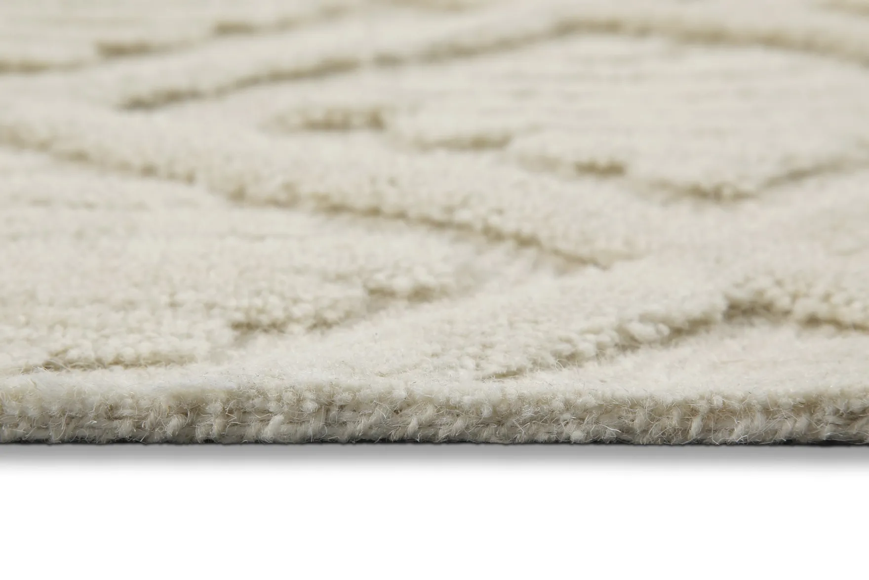 Kurzflor Teppich Rund Creme Weiß aus Schurwolle "Hamptons SEVENTEEN" WECONhome