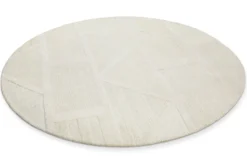 Kurzflor Teppich Rund Creme Weiß aus Schurwolle "Hamptons FIFTEEN" WECONhome