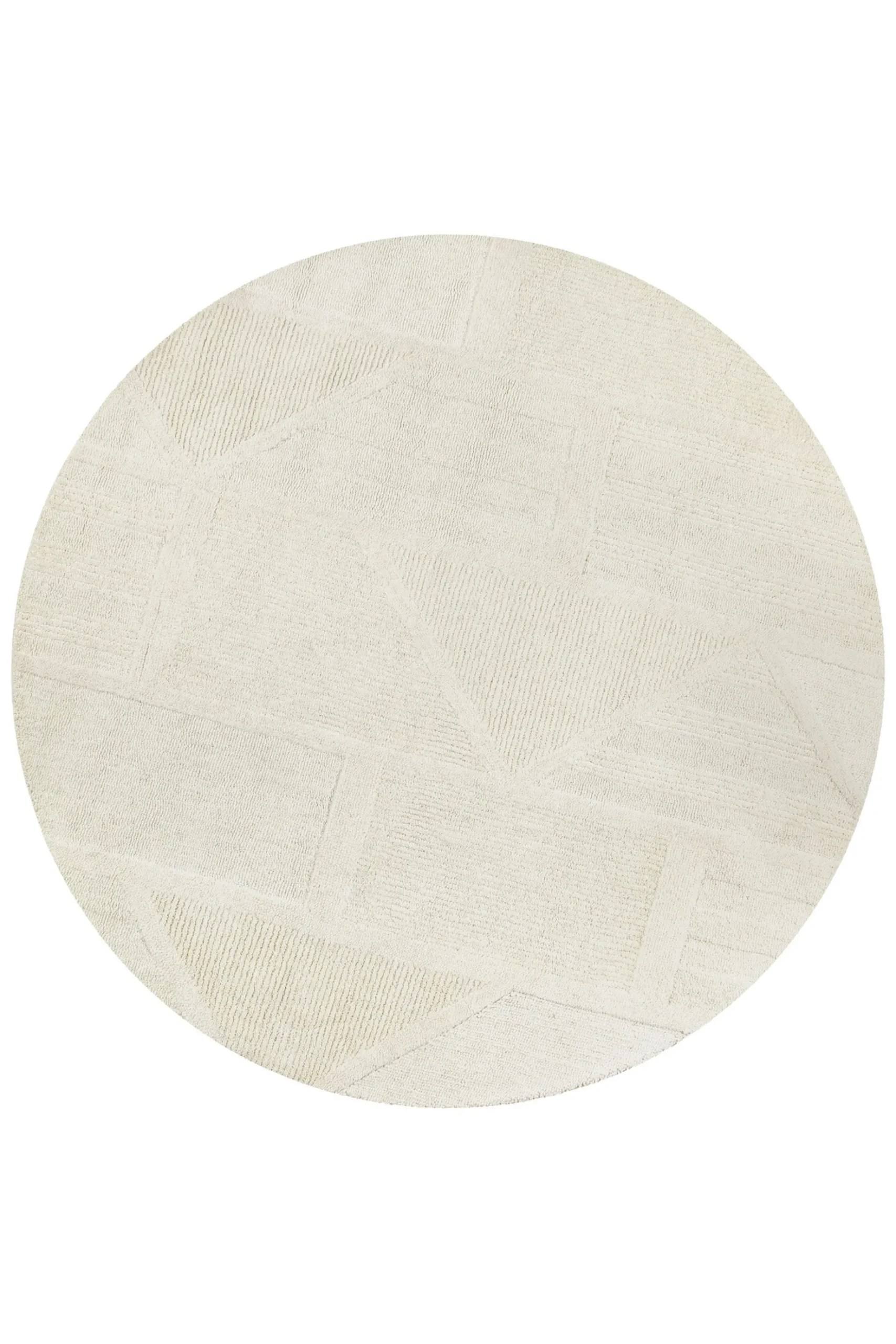 Kurzflor Teppich Rund Creme Weiß aus Schurwolle "Hamptons FIFTEEN" WECONhome