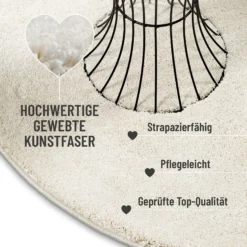 Kurzflorteppich Rund Creme Weiß