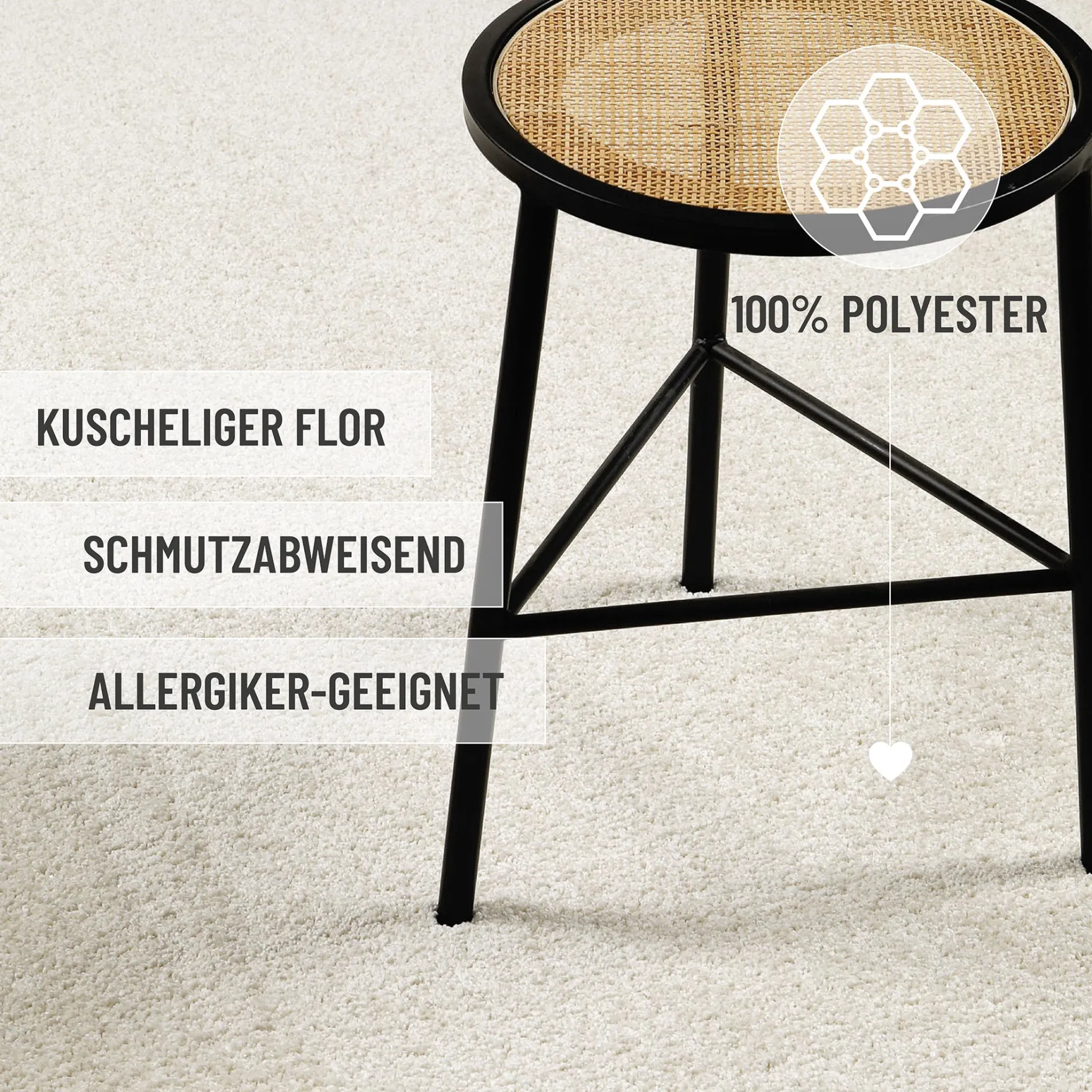 Kurzflorteppich Rund Creme Weiß "Nova" WECONhome Basics