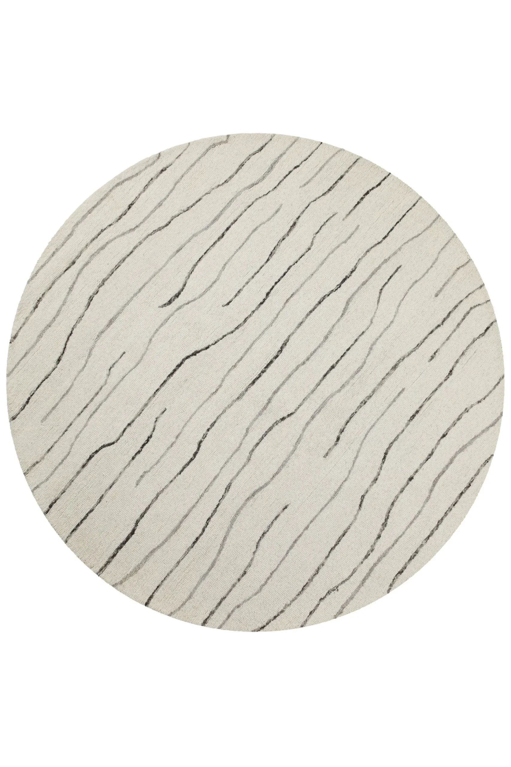 Kurzflor Teppich Rund Creme Weiß aus Schurwolle "Hamptons ELEVEN" WECONhome