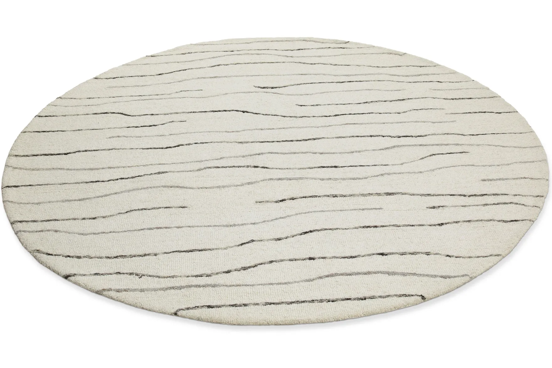 Kurzflor Teppich Rund Creme Weiß aus Schurwolle "Hamptons ELEVEN" WECONhome