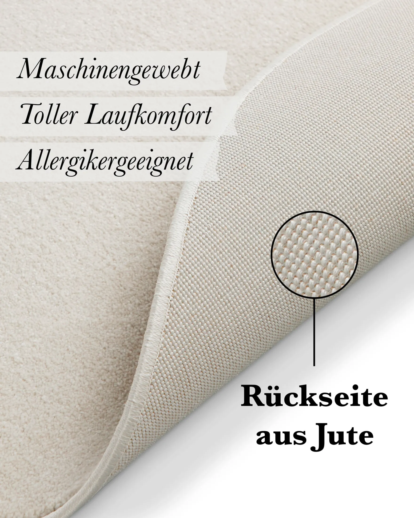 Kurzflorteppich Rund Creme Weiß "Freja" WECONhome Basics