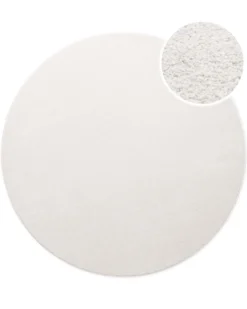 Kurzflorteppich Rund Creme Weiß