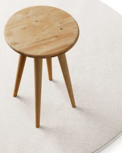 Kurzflorteppich Rund Creme Weiß