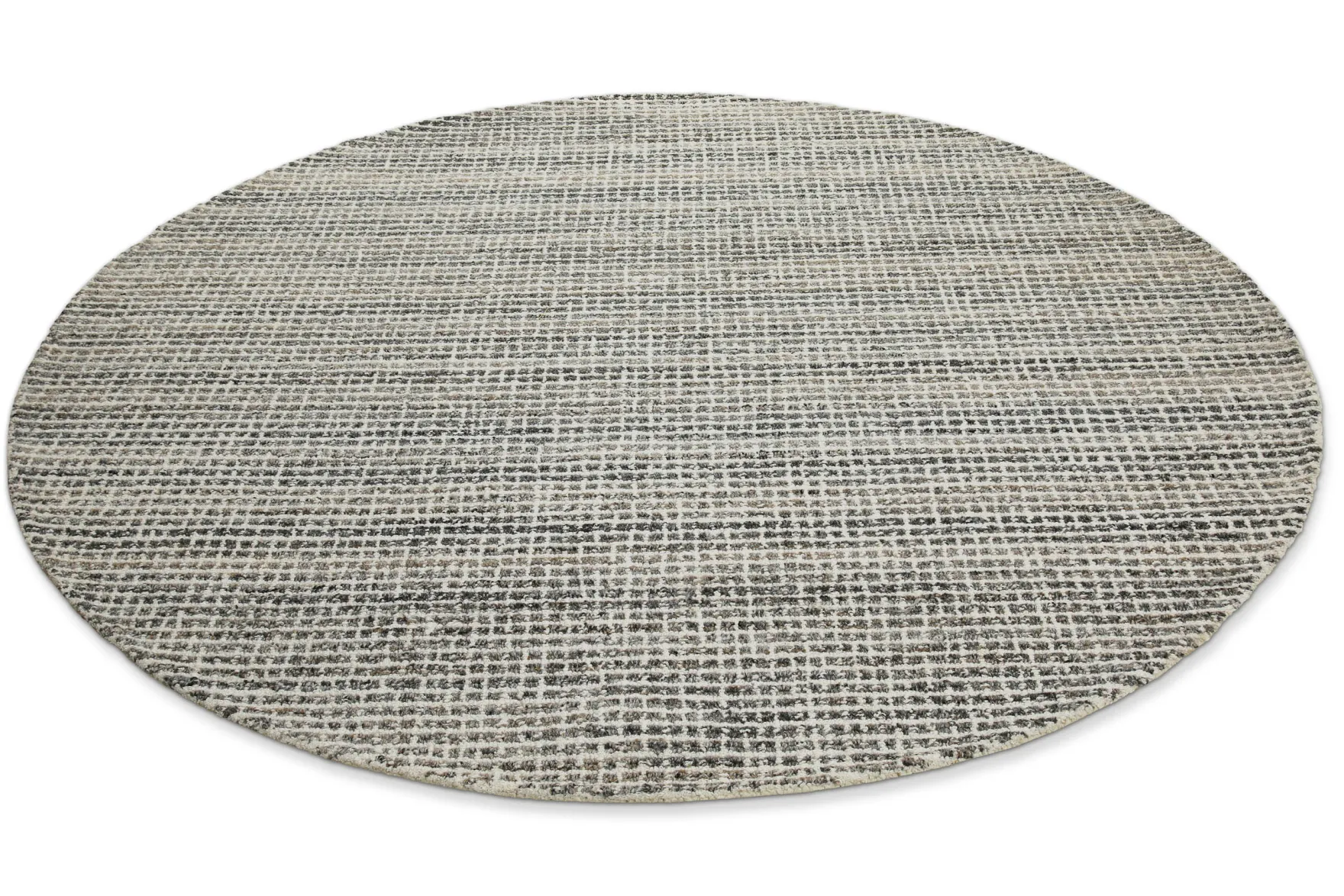 Kurzflor Teppich Rund Grau Braun meliert "Hamptons FOURTEEN" WECONhome
