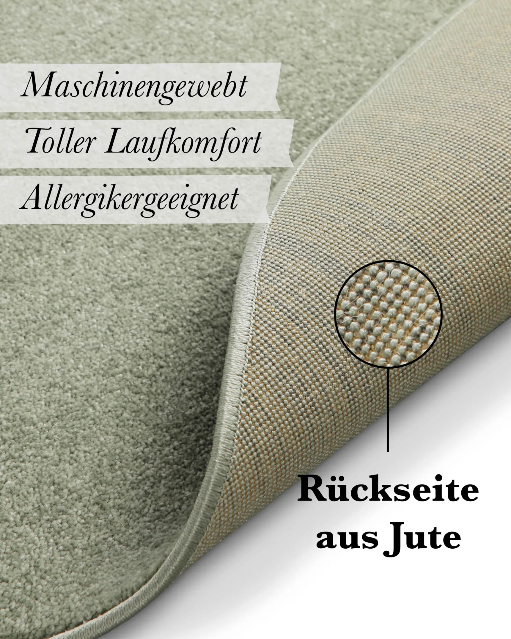 Kurzflorteppich Rund Licht Grün "Freja" WECONhome Basics
