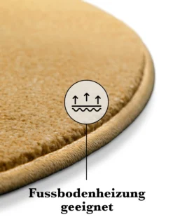 Kurzflorteppich Rund Ocker Gelb
