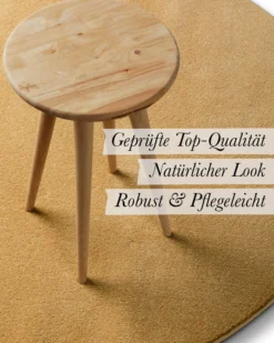 Kurzflorteppich Rund Ocker Gelb