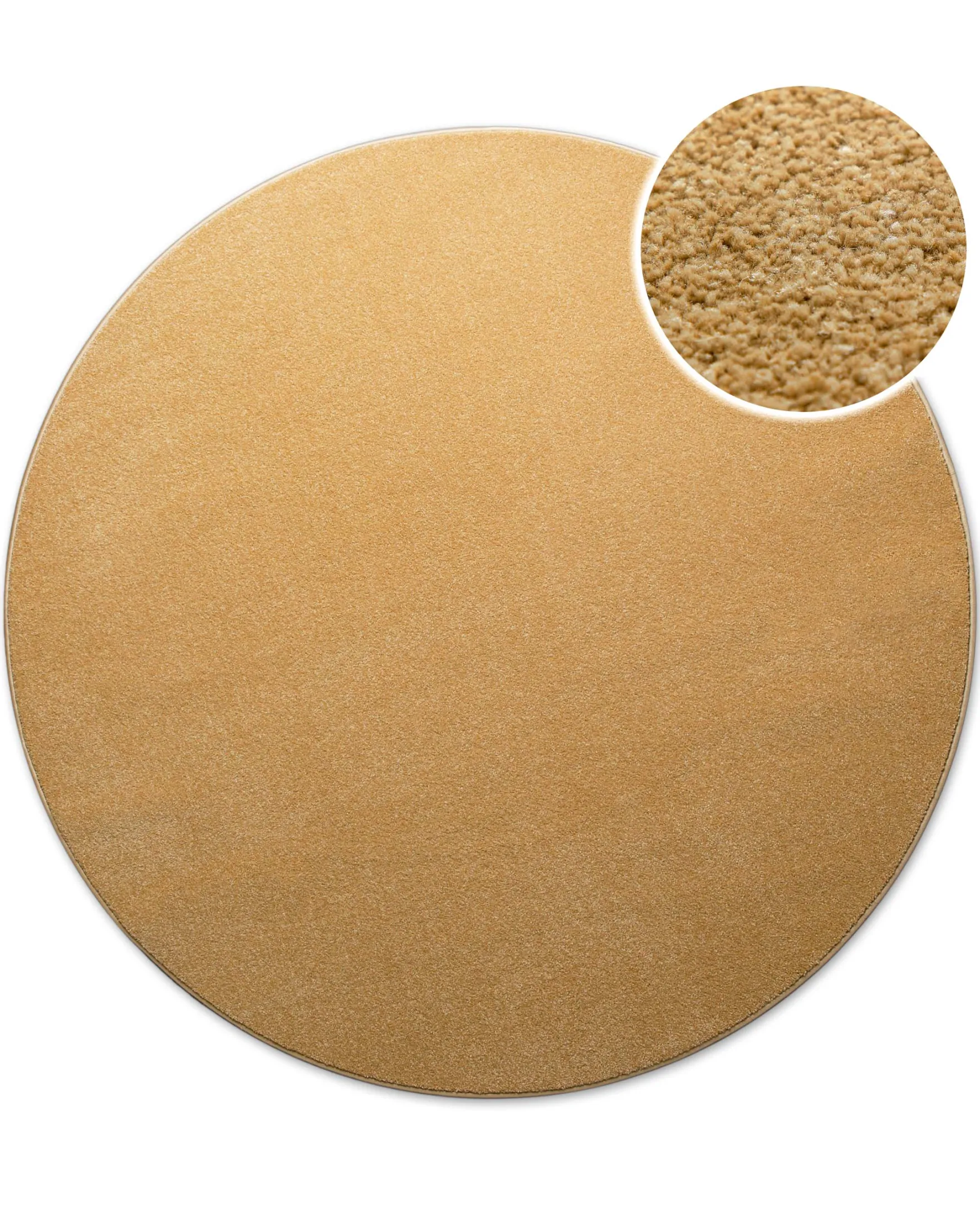 Kurzflorteppich Rund Ocker Gelb "Freja" WECONhome Basics