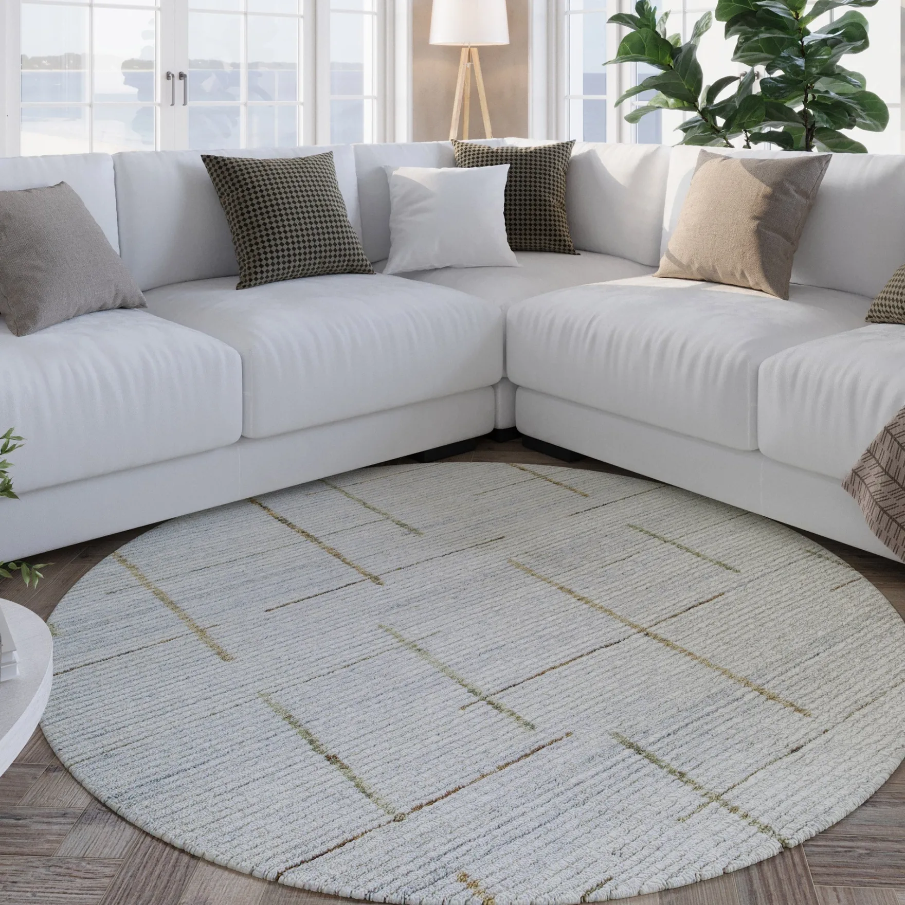 Kurzflor Teppich Rund Perl Weiß "Hamptons TWENTYTWO" WECONhome