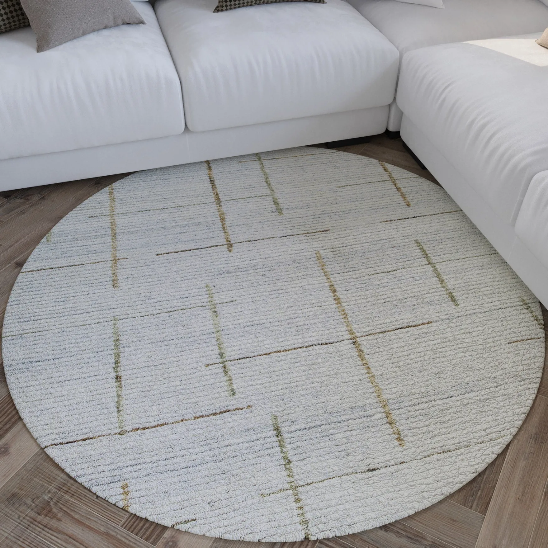 Kurzflor Teppich Rund Perl Weiß "Hamptons TWENTYTWO" WECONhome
