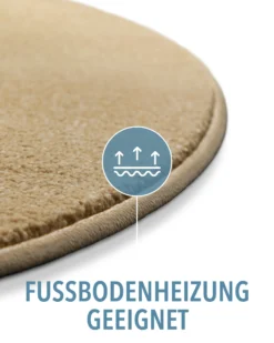Kurzflorteppich Rund Sand Beige