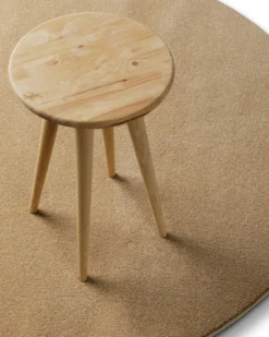 Kurzflorteppich Rund Sand Beige