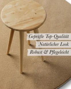 Kurzflorteppich Rund Sand Beige