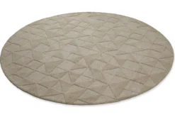 Kurzflor Teppich Rund Sand Beige aus Schurwolle