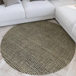 Kurzflor Teppich Rund Sand Beige