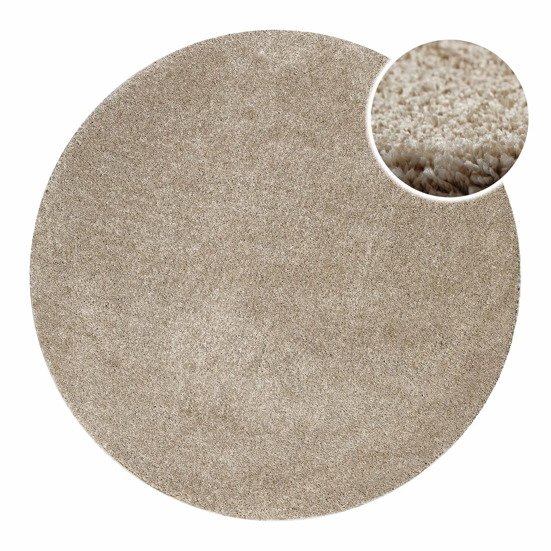 Kurzflorteppich Rund Sand Beige "Nova" WECONhome Basics