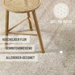 Kurzflorteppich Rund Sand Beige