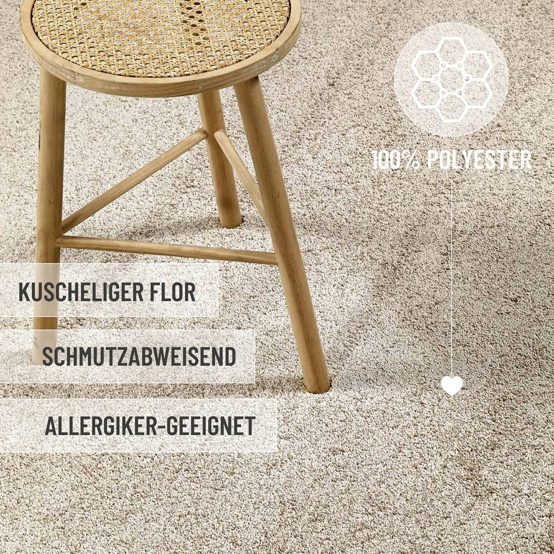 Kurzflorteppich Rund Sand Beige "Nova" WECONhome Basics