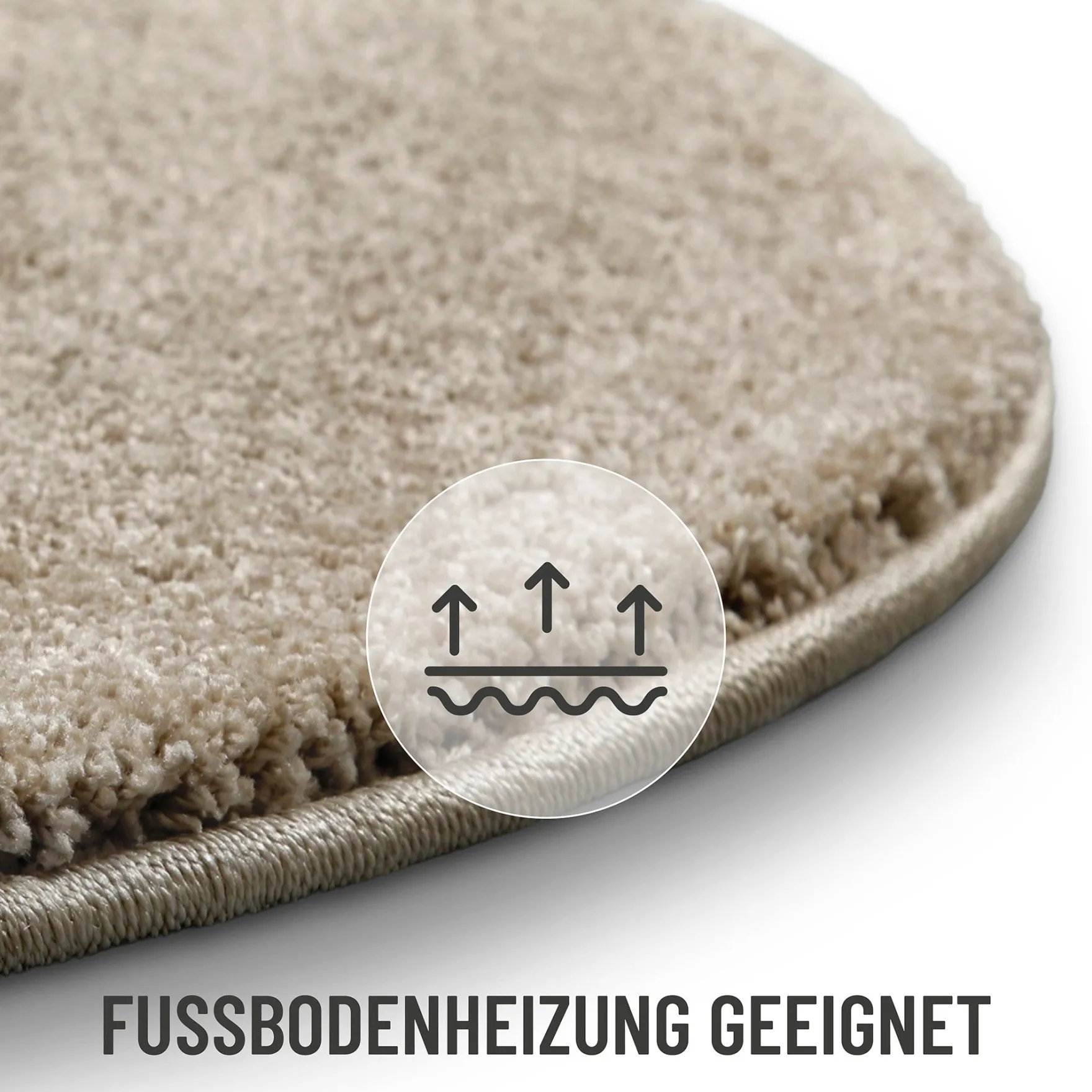 Kurzflorteppich Rund Sand Beige "Nova" WECONhome Basics