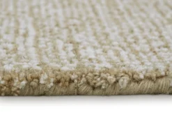 Kurzflor Teppich Rund Sand Beige aus Schurwolle 