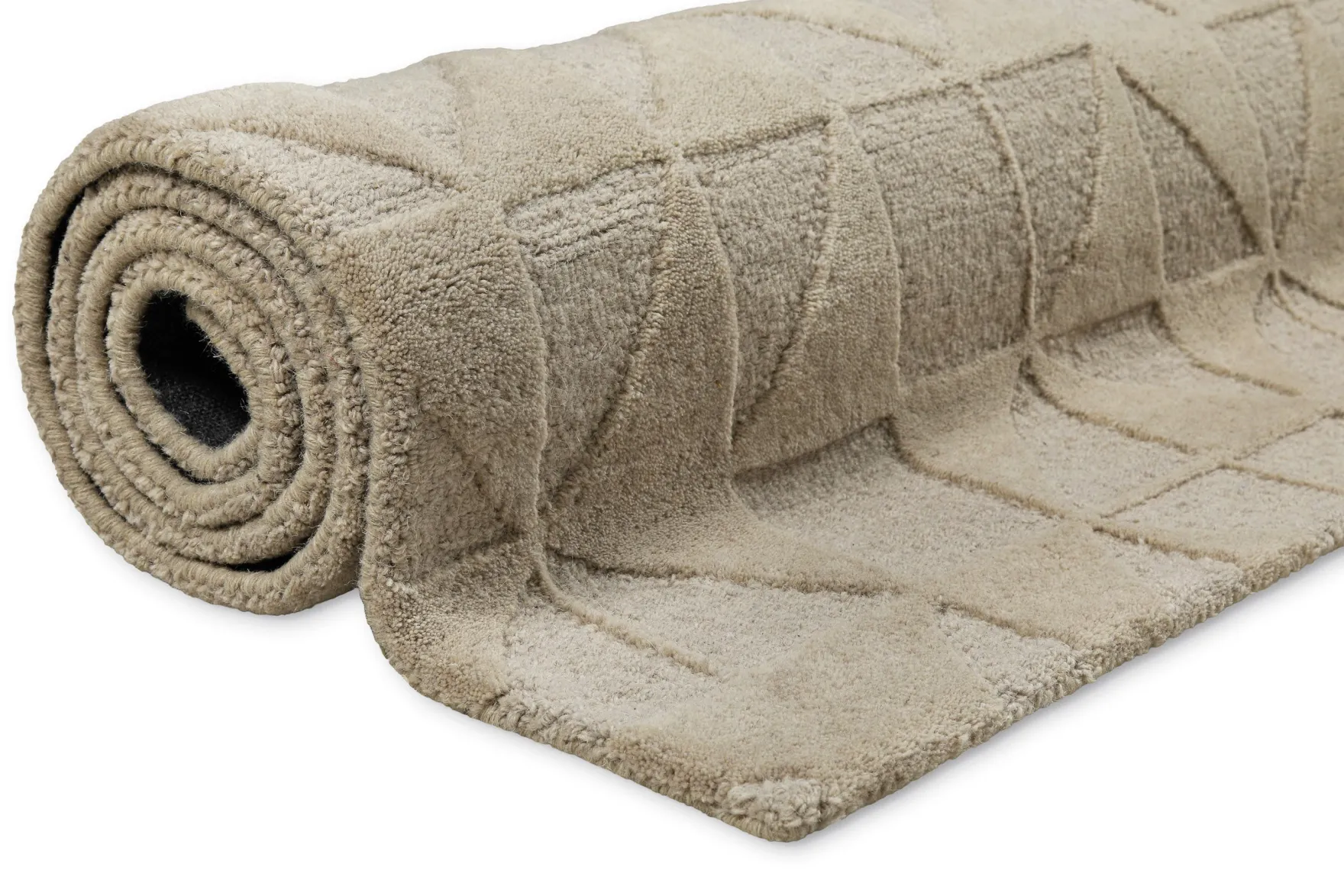 Kurzflor Teppich Sand Beige aus Schurwolle "Hamptons THIRTYSEVEN" WECONhome