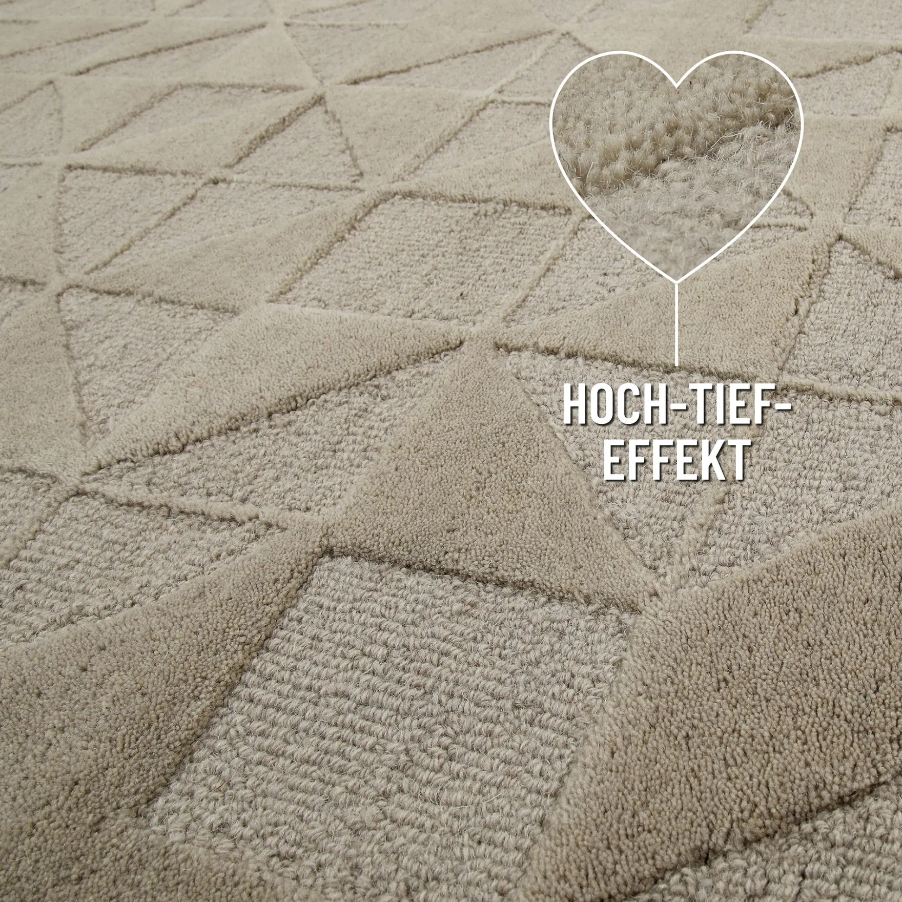 Kurzflor Teppich Sand Beige aus Schurwolle "Hamptons THIRTYSEVEN" WECONhome