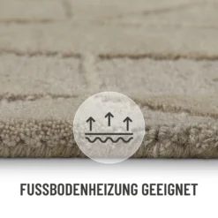 Kurzflor Teppich Sand Beige aus Schurwolle