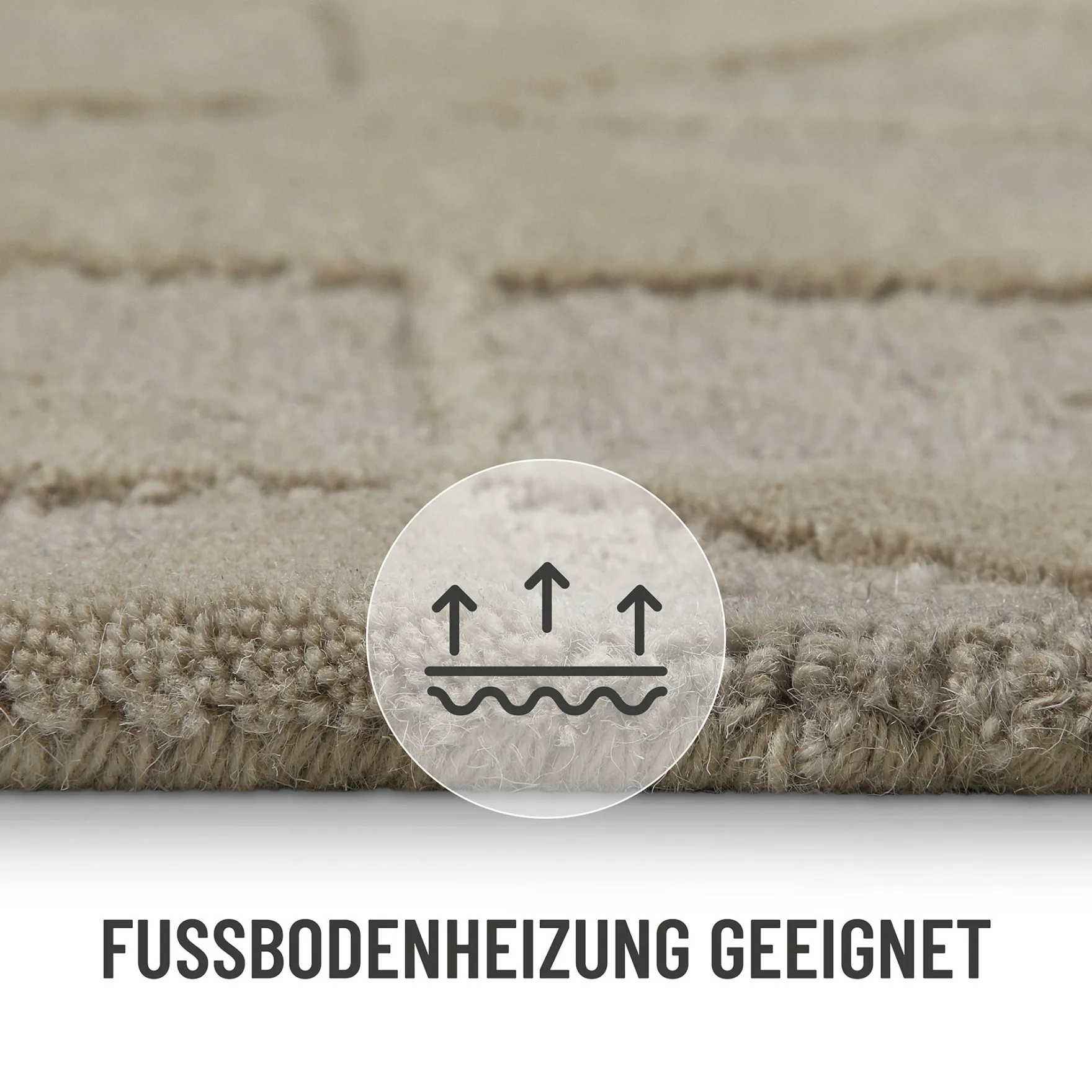 Kurzflor Teppich Sand Beige aus Schurwolle "Hamptons THIRTYSEVEN" WECONhome