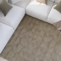 Kurzflor Teppich Sand Beige aus Schurwolle