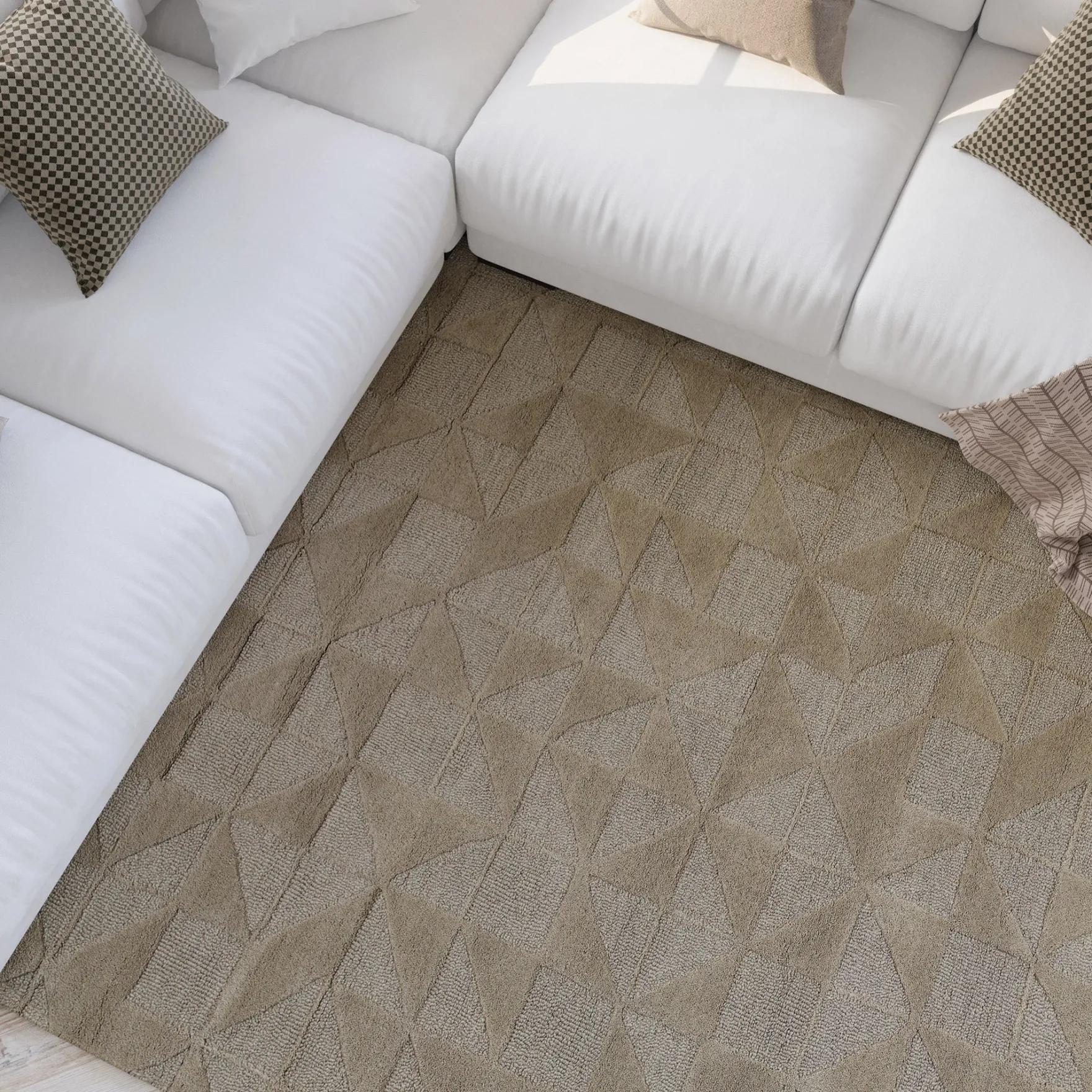 Kurzflor Teppich Sand Beige aus Schurwolle "Hamptons THIRTYSEVEN" WECONhome