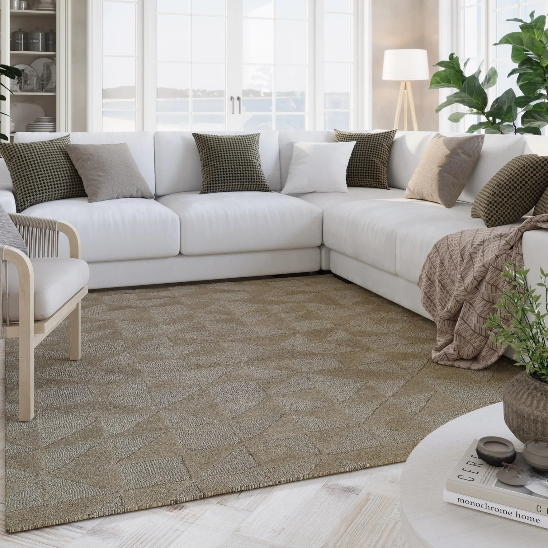 Kurzflor Teppich Sand Beige aus Schurwolle "Hamptons THIRTYSEVEN" WECONhome