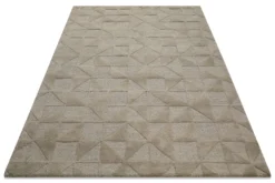 Kurzflor Teppich Sand Beige aus Schurwolle