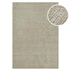 Kurzflor Teppich Sand Beige aus Schurwolle 
