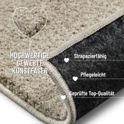 Kurzflorteppich Sand Beige 