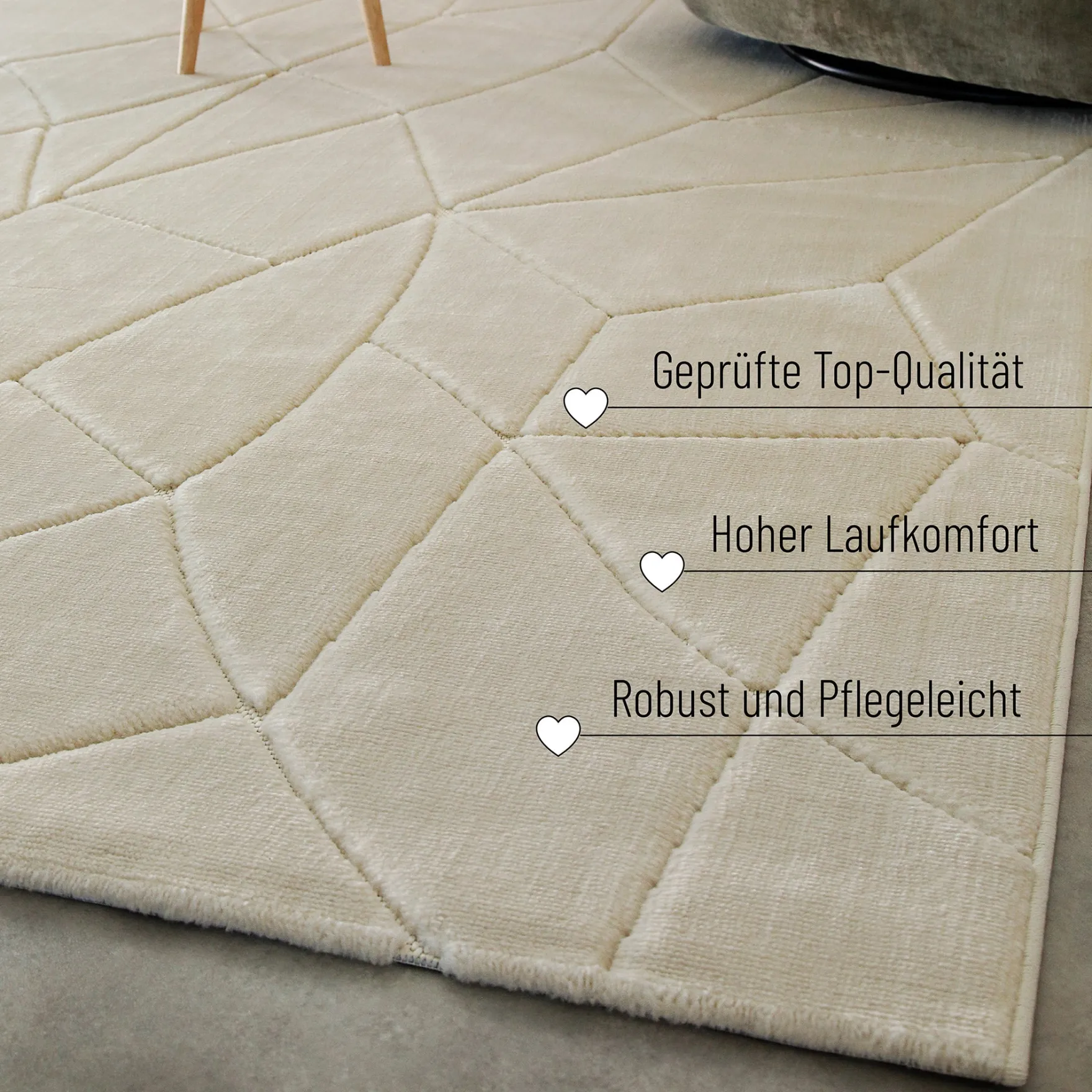 Kurzflorteppich Sand Beige "Unplugged" WECONhome
