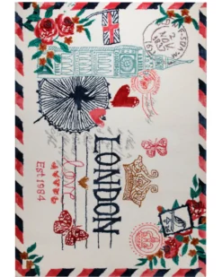 London-Postkarte klassisch - Handtuft Wolle 160 x 230 cm
