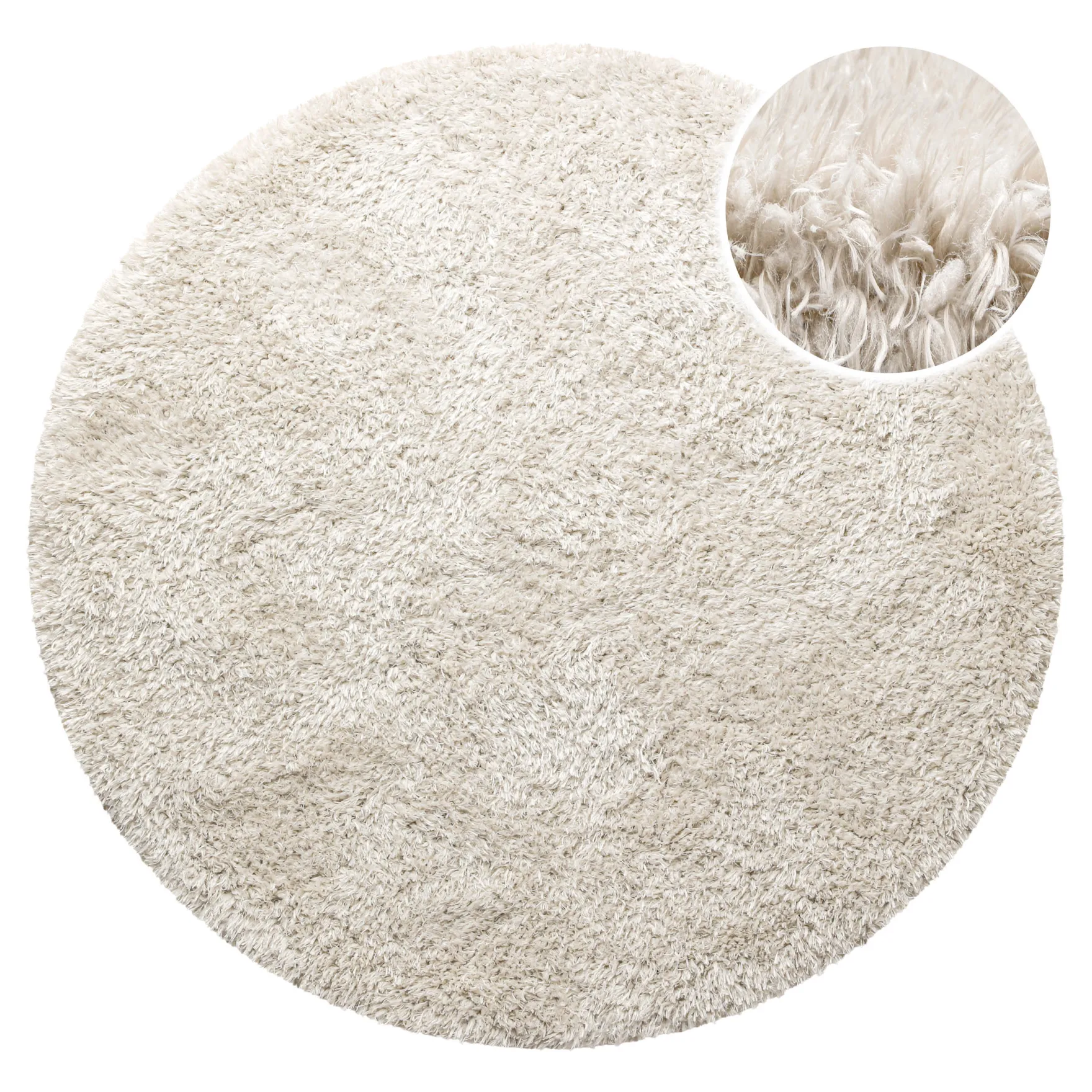 Nachhaltiger Teppich Rund Creme Beige soft & weich "Matteo" Homie Living
