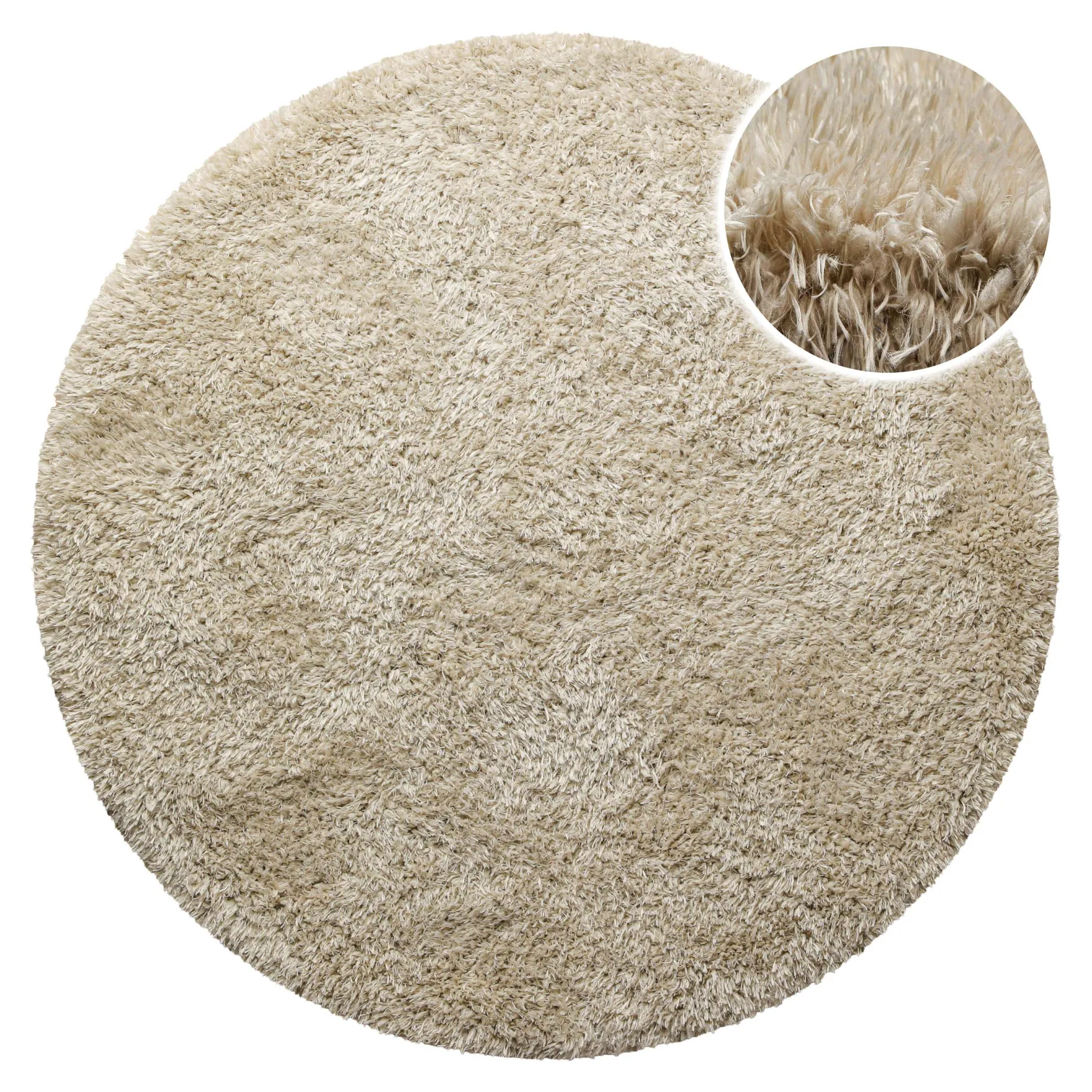 Nachhaltiger Teppich Rund Sand Braun soft & weich "Matteo" Homie Living