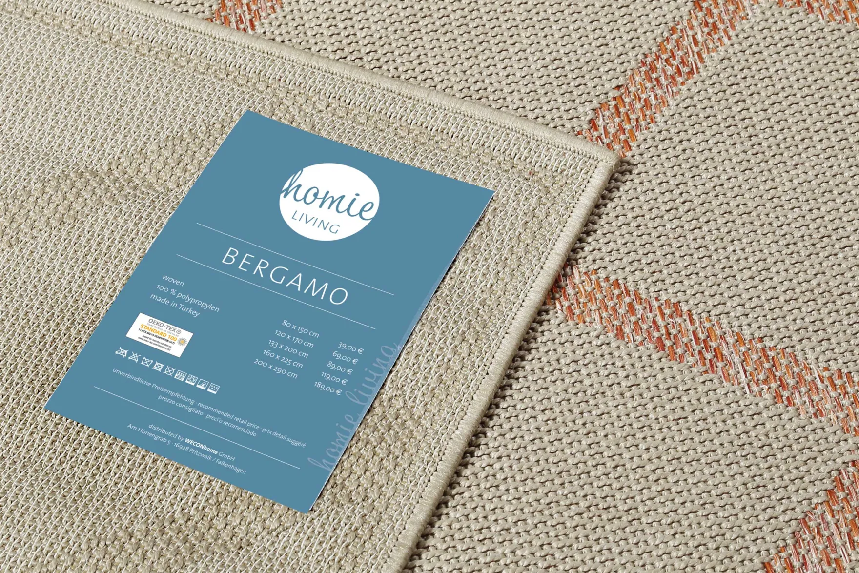 Outdoor Teppich Beige Rot "Bergamo" Homie Living