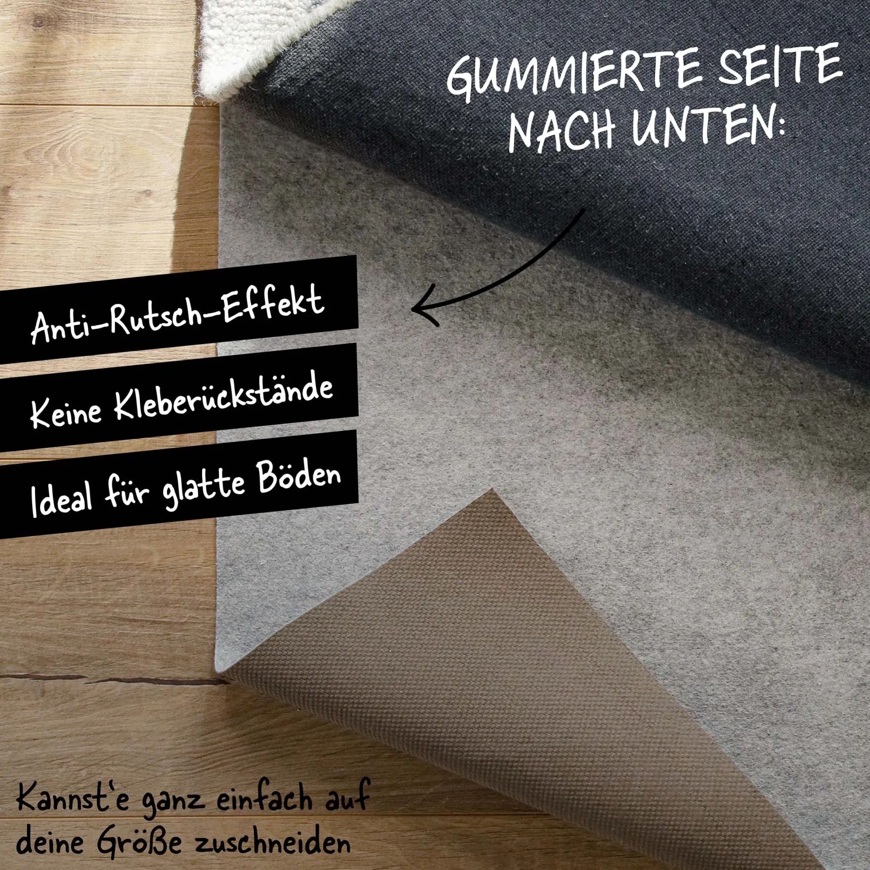 Premium "RugPad" Teppichunterlage für sicheren Halt - WECONhome