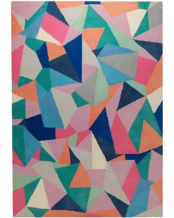Prismenmosaik bunt - Handtuft Wolle 160 x 230 cm