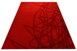 Rot auf Rot - Handtuft Wolle 160 x 230 cm