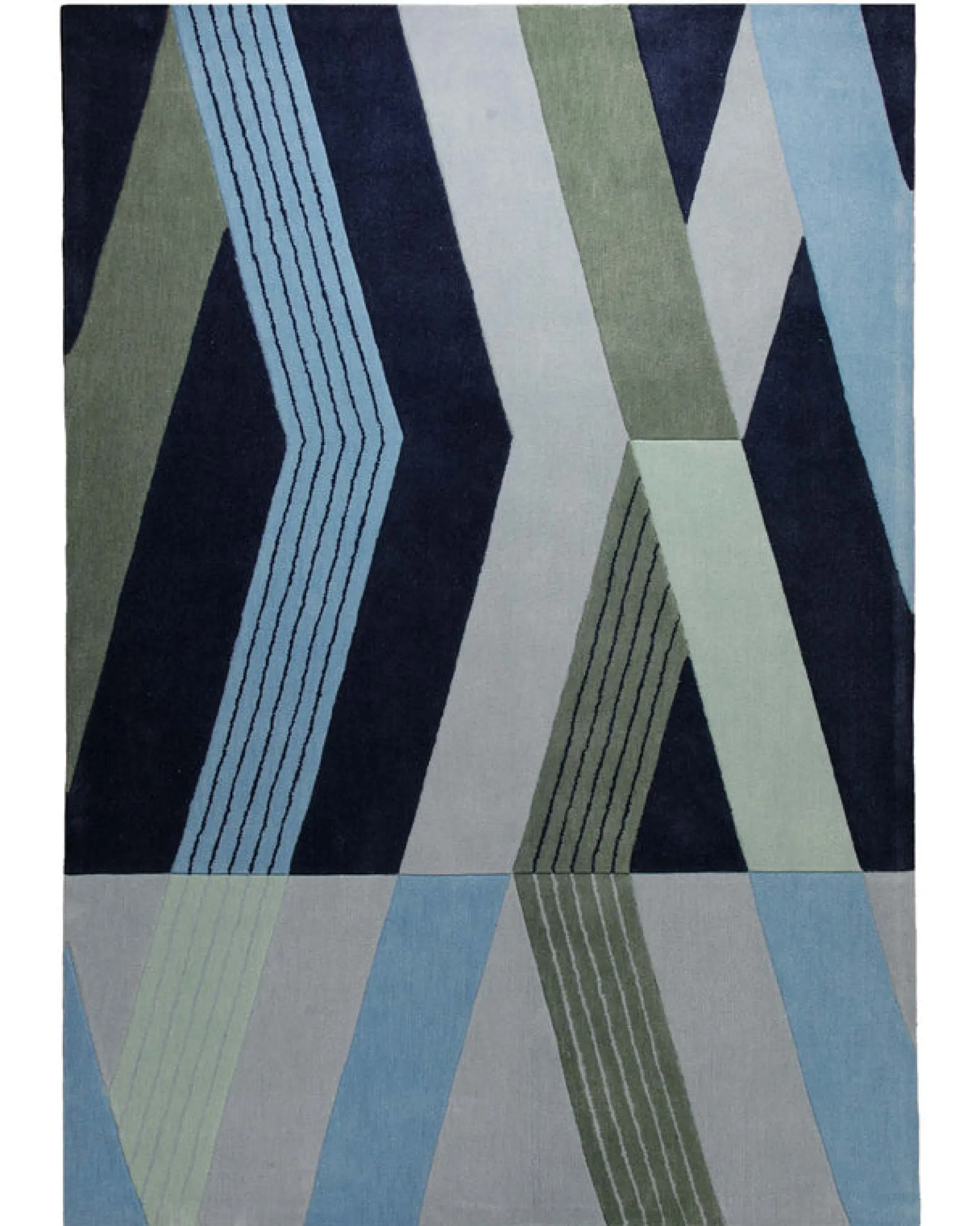Salbei über Nachtblau - Handtuft 160 x 230 cm