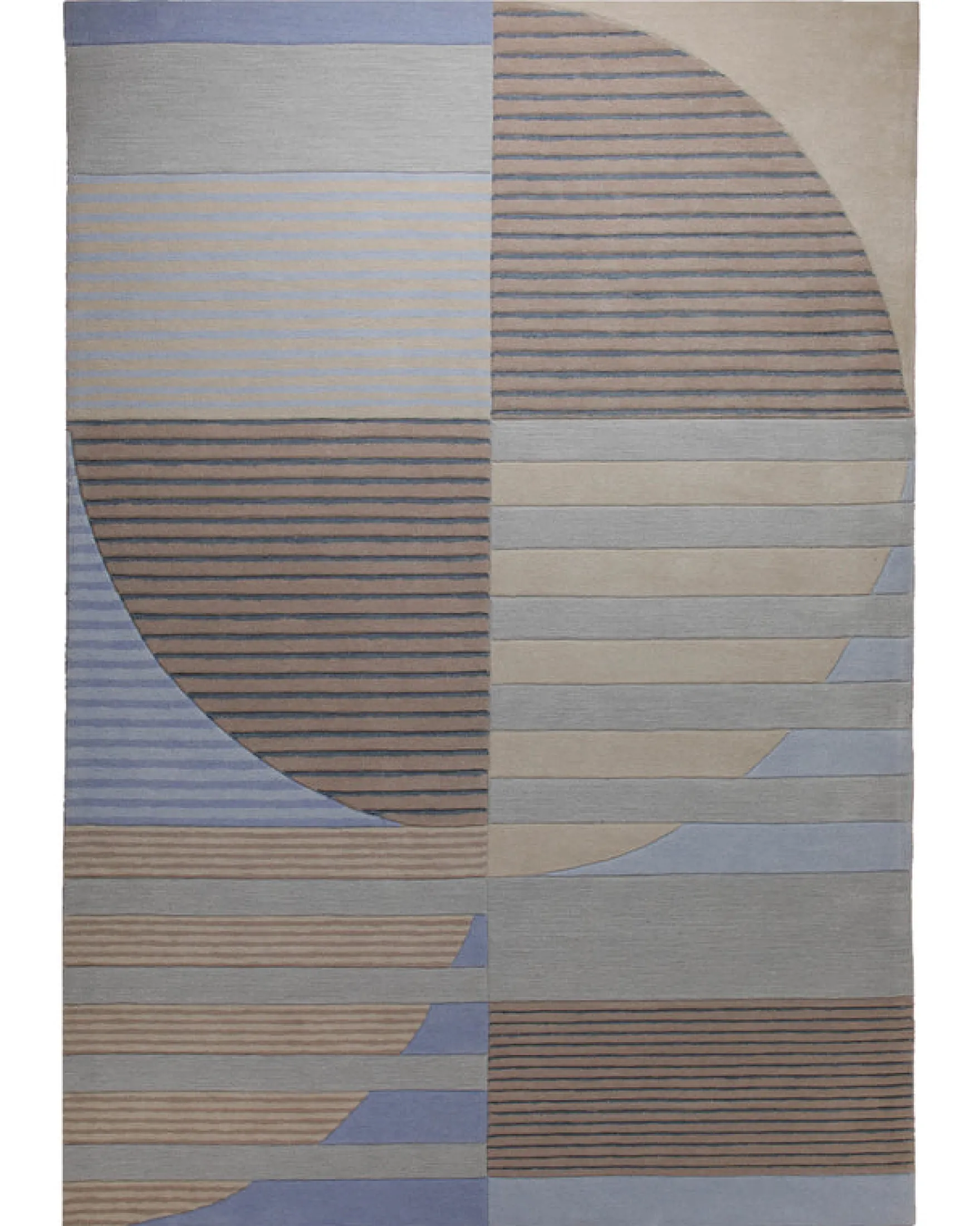 Sand und Taubenblau - Handtuft mit Rippenrelief 160 x 230 cm